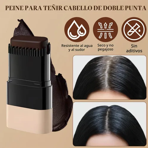 Vista 2 de Barra y peine 2 en 1 para teñir el cabello, impermeable y a prueba de sudor, retoque de raíz instantáneo y conveniente para cabello gris, peine