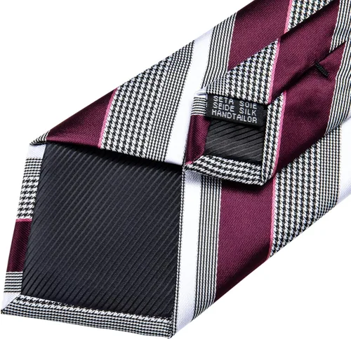 Vista 5 de DiBanGu Juego de gemelos cuadrados con lazo de seda para hombre diseño de rayas diseño formal para negocios graduación boda 59