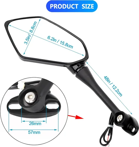 Vista 3 de Mokuo Luz LED para motocicleta, espejos retrovisores con flecha frontal LED para CBR250R 2011-2017 CBR300R 2015-2018 CBR500R 2012-2017