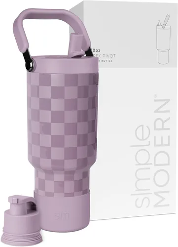 Vista 48 de Simple Modern Trek Pivot Vaso con pajita abatible de 30 oz con asa Botella de agua y protector Tapas intercambiables de pajita y para beber