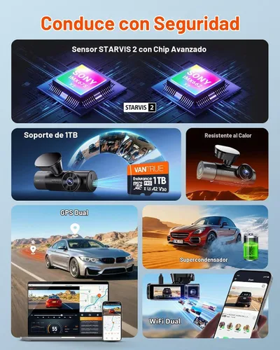 Vista 6 de Vantrue N5S 4 canales 360 grados 2.7K Dash Cam