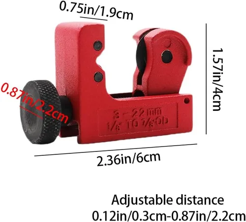 Vista 2 de Cortador de tubos, 0.118-0.866 in (1/8 a 7/8 pulgadas) ajustable, cortador de tubos rígidos de alta resistencia para tubos de acero inoxidable