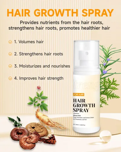 Vista 5 de Spray para el crecimiento del cabello, aceite en aerosol para el crecimiento del cabello, con Biota Orientalis, aceite de romero y biotina