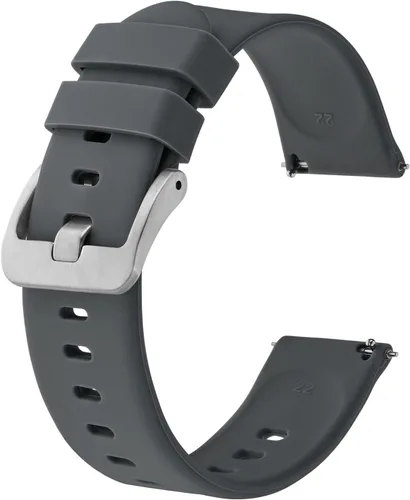 Vista 55 de BISONSTRAP Correas de reloj de silicona, correas de reloj delgadas con liberación rápida, 0.787 in, negro con hebilla negra
