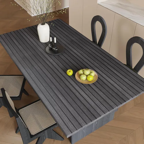 Vista 6 de CRE8TIVE Papel tapiz de listones de madera gris oscuro despegar y pegar papel de contacto de grano de madera impermeable autoadhesivo aspecto