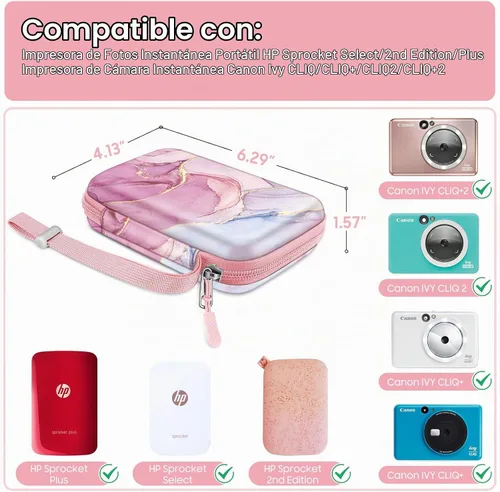 Vista 2 de FINTIE Funda para impresora HP Sprocket Select/Sprocket Plus Smartphone Dreamy Marble
