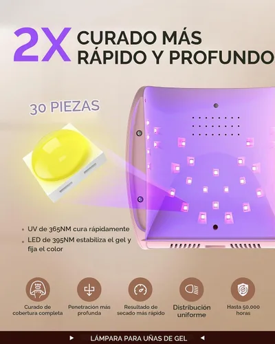 Vista 3 de MelodySusie P-Plus30I - Lámpara de uñas profesional LED UV, secadora de uñas de alta eficiencia con 3 temporizadores y base desmontable que cura