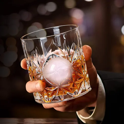 Vista 5 de Juego de 2 Vasos de Whisky de 11 OZ, Vasos Old Fashioned con 2 Moldes para Bolas de Hielo, Vasos de Bourbon y Scotch, Vasos Rocks y de Cóctel, Vasos