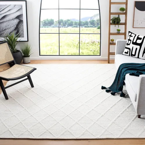 Vista 6 de SAFAVIEH Colección Natura - Alfombra decorativa de 2 x 3 pies, gris, hecha a mano de lana y viscosa, ideal para áreas de alto tráfico en entrada