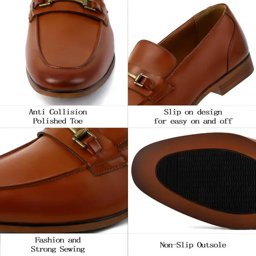 Vista 2 de EliteLand Zapatos de vestir para hombre, zapatos Oxford para hombre, punta de ala elegante de cuero, zapatos Derby formales casuales de negocios