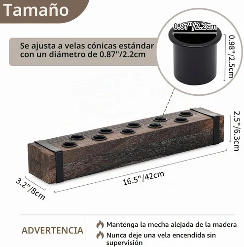 Vista 5 de NUPTIO Candelabro de madera para centro de mesa: sostenedor de vela cónico