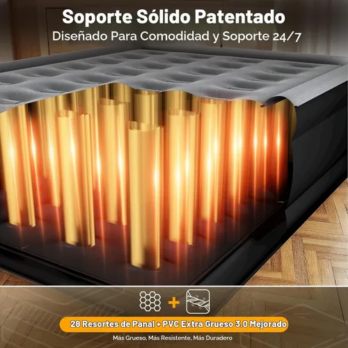 Vista 3 de VOSSER Colchón de aire matrimonial con bomba integrada, colchón autoinflable en 3 minutos, colchón inflable elevado de 18 pulgadas, cama de aire
