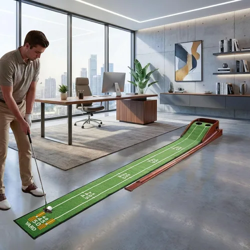 Vista 7 de Golf Putting Green Indoor - Practice Uphill Putts, 3-Level Adjustable Incline, Auto Ball Return and Foldable Solid Wood Base, Golf Training Aid for