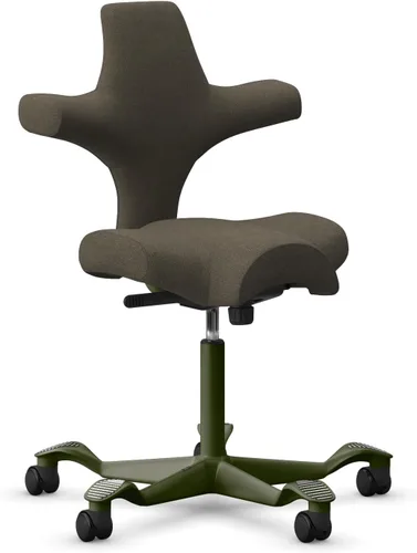 Vista 30 de HAG Capisco Sit to Stand - Silla de pie con marco negro, tapizada de ónix negro con anillo para el pie Negro Onyx