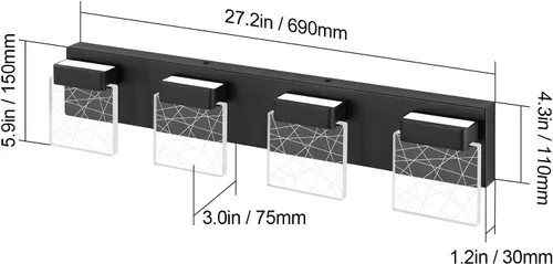 Vista 6 de Aipsun Accesorios de iluminación de tocador de baño negros modernos accesorios de iluminación LED vanidad para baño 4 luces vanidad iluminación 6000