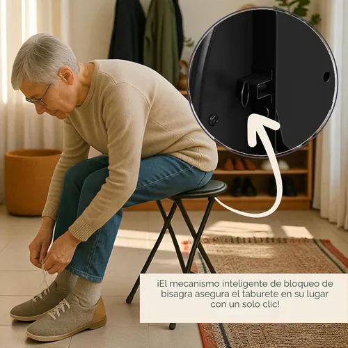Vista 5 de Lavish Home Taburete plegable con asiento acolchado sin espalda, juego de 2