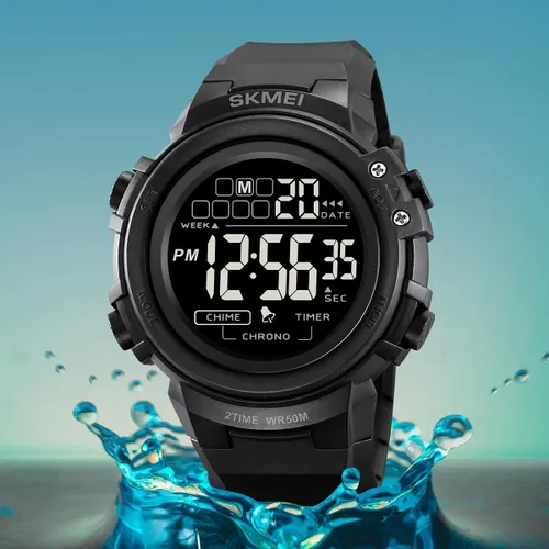 Vista 7 de IJAHWRS Reloj deportivo digital para hombre, pantalla LED impermeable y a prueba de golpes, reloj electrónico, negro
