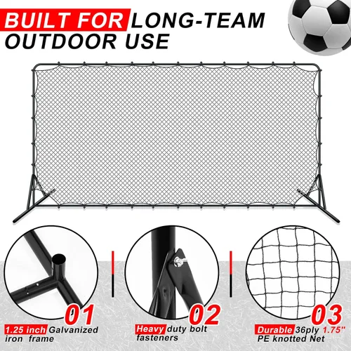 Vista 3 de Outus Red de rebote de fútbol portátil de 12 x 6 pies, equipo de entrenamiento de fútbol para fútbol, tenis, voleibol, voleibol, práctica