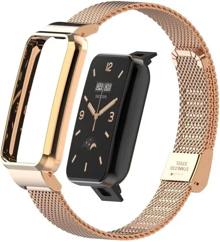 Vista 9 de Correa compatible con Xiaomi Mi Band 7, correas de repuesto de metal de acero inoxidable, accesorios para pulsera inteligente Mi Band 7 FG1 Negro