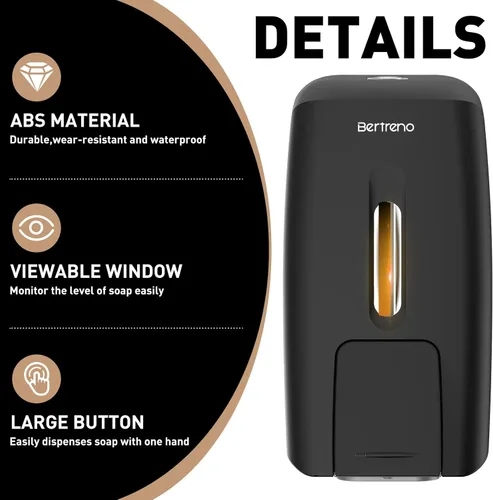 Vista 3 de Dispensador de jabón comercial de montaje en pared, dispensador de jabón de manos de 27.1 fl oz, dispensador de desinfectante de manos líquido