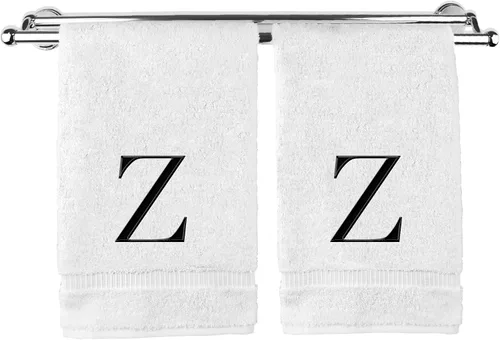 Vista 139 de Toalla de mano monogramada, regalo personalizado, juego de 2 - Toalla bordada con letra de bloque dorada - Extra absorbente 100% algodón turco