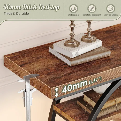 Vista 5 de Huuger Mesa de entrada de 41.3 pulgadas, mesa de sofá industrial con consola y almacenamiento, mesa de acento con estantes, para entrada, pasillo
