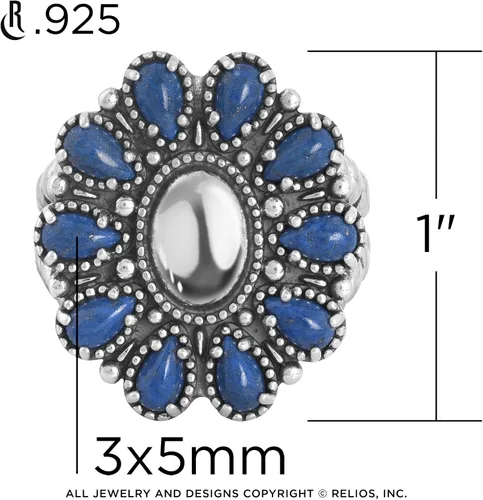 Vista 3 de American West - Anillo de plata de ley para mujer, diseño de lapislázuli, tallas 5 a 10, Metal, lapislázuli
