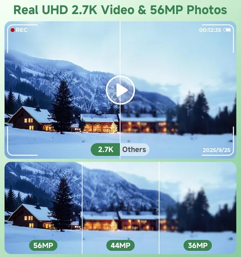 Vista 5 de Cámara digital, cámara digital de pantalla dual de 56 MP mejorada en 2026, cámaras compactas con batería integrada con zoom de 16X, cámaras de viaje