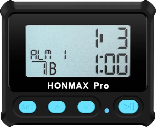 Vista 2 de Temporizador de intervalo profesional 8100 y cronómetro, luz de fondo, carga USB-C, reloj, negro