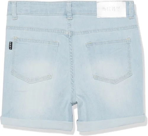 Vista 2 de DKNY Pantalones cortos clásicos de mezclilla con 5 bolsillos para niña