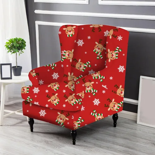 Vista 3 de PEKJI Fundas de silla con respaldo de alas de Navidad, fundas antideslizantes para sillón con respaldo de alas (A01)