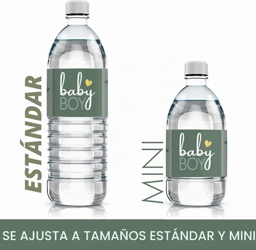 Vista 3 de Etiquetas para botellas de agua Green It's a Boy, 20