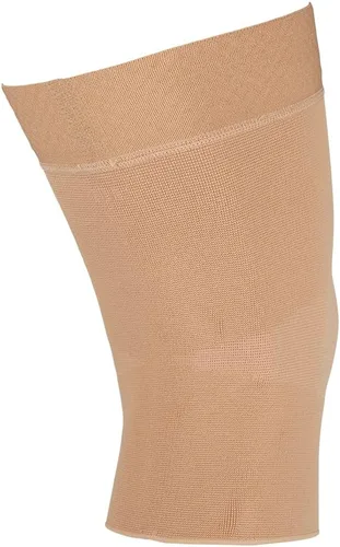 Vista 3 de medi Manga de compresión de soporte de rodilla de punto sin costuras con banda beige XS Seamless knit knee sleeve with silicone top band, two-way