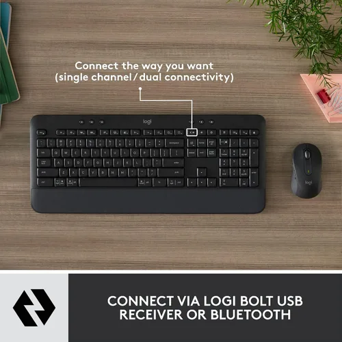 Vista 3 de Logitech Signature MK650 Combo para Negocios, Mouse y Teclado Inalámbricos, Logi Bolt, Bluetooth, SmartWheel, Certificado Globalmente, Grafito