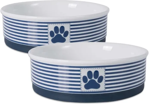 Vista 25 de Bone Dry Ceramic Stripe Paw - Cuencos para mascotas, aptos para lavavajillas, pequeños, 4.25 x 2, negro, 2