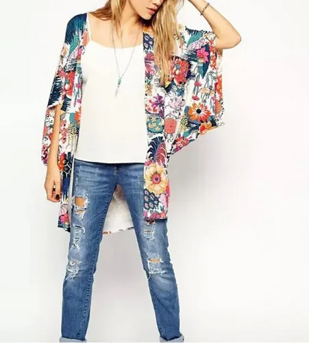 Vista 4 de Relipop Saco de gasa para mujer holgado con estampado floral