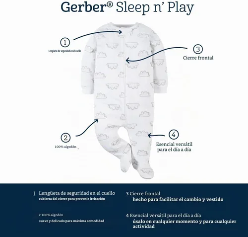 Vista 6 de Gerber Baby Boys' 4 Pack Sleep 'N Play Footie Zorro Aqua