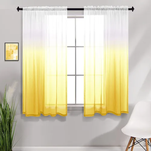 Vista 18 de KOUFALL Cortinas de ventana de baño para ducha, juego de 2 paneles de cortinas cortas transparentes en blanco y negro para cocina, dormitorio