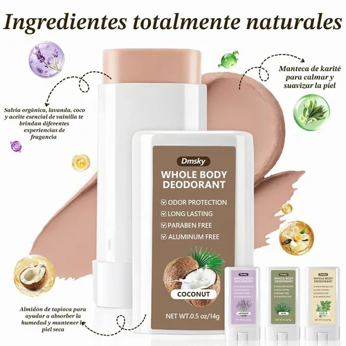 Vista 5 de Paquete de 4 desodorantes para hombre, desodorante sin aluminio para hombre
