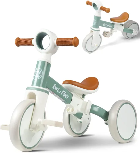 Vista 11 de LOL-FUN Bicicleta de equilibrio 4 en 1 para niños de 1 a 4 años, niños y niñas, bicicleta de 3 ruedas para niños de 1 año, triciclo para niños