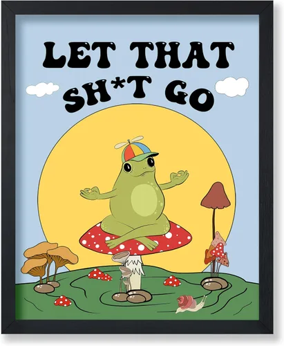 Vista 47 de Poster Master All That Is Meant To Be Poster - Retro Frog on Mushroom Print - Meditation Art - Motivational Design - Preppy Print - Trendy Decor