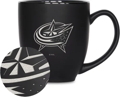 Vista 19 de Rico Industries NHL Hockey - Taza bistró de cerámica negra mate de 15 onzas