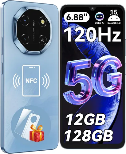 Vista 10 de Blackview Shark 6 Teléfonos Android Desbloqueados 5G (2025), Teléfono Celular Android 15 Desbloqueado, Pantalla de 6.88" 120Hz, 12GB+128GB/2TB