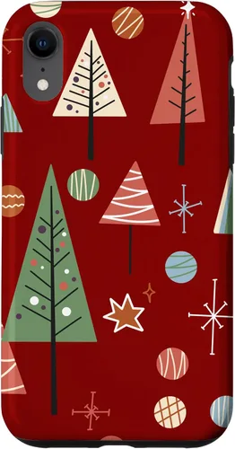 Vista 8 de Funda decorativa para iPhone 14 Retro de mediados de siglo para árbol de Navidad