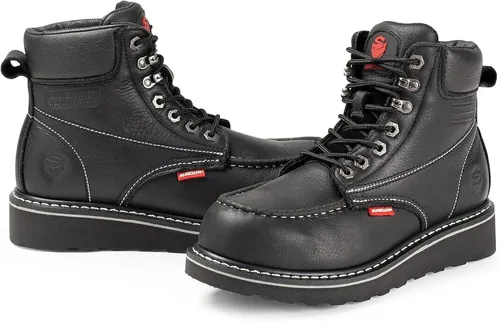 Vista 6 de SUREWAY Mens Heavy Duty Soft/Composite/Steel Toe Work Boots for Men-Comfortable,GoodyearWelt,Full Grain Leather,6 in Wedge Moc Toe Construction