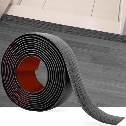 Vista 8 de Tira de transición de piso de 3.3 pies, autoadhesiva, cubierta de vinilo, tira de transición divisora plana, diseño de grano de madera para huecos