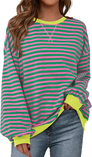 Vista 15 de BTFBM Sudadera de gran tamaño para mujer 2026 otoño Azul Beige Blanco