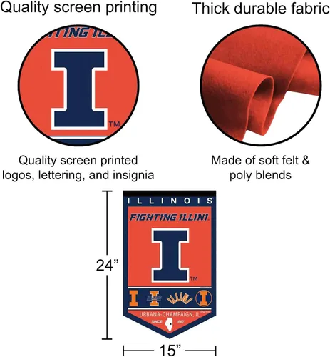 Vista 2 de Banderín de Illinois Fighting Illini Heritage History