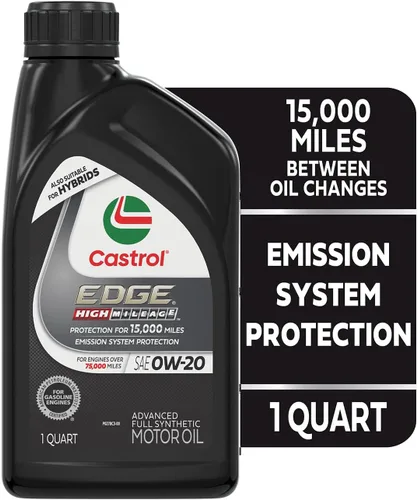 Vista 3 de Castrol EDGE High Mileage 0W-20 Advanced - Aceite de motor sintético completo, 1 cuarto de galón, paquete de 6