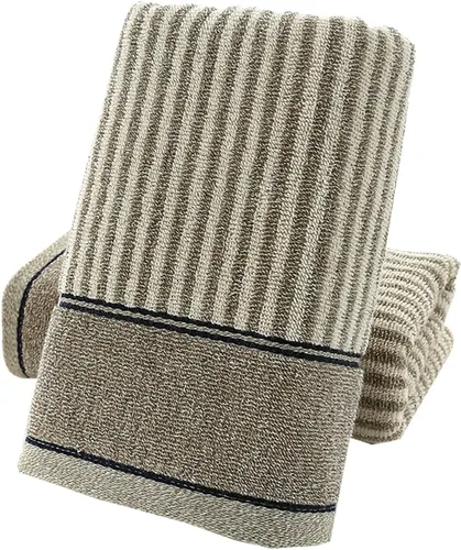 Vista 9 de Pidada Juego de 2 toallas de mano 100% algodón con patrón de rayas absorbentes suaves toallas decorativas para baño (marrón)